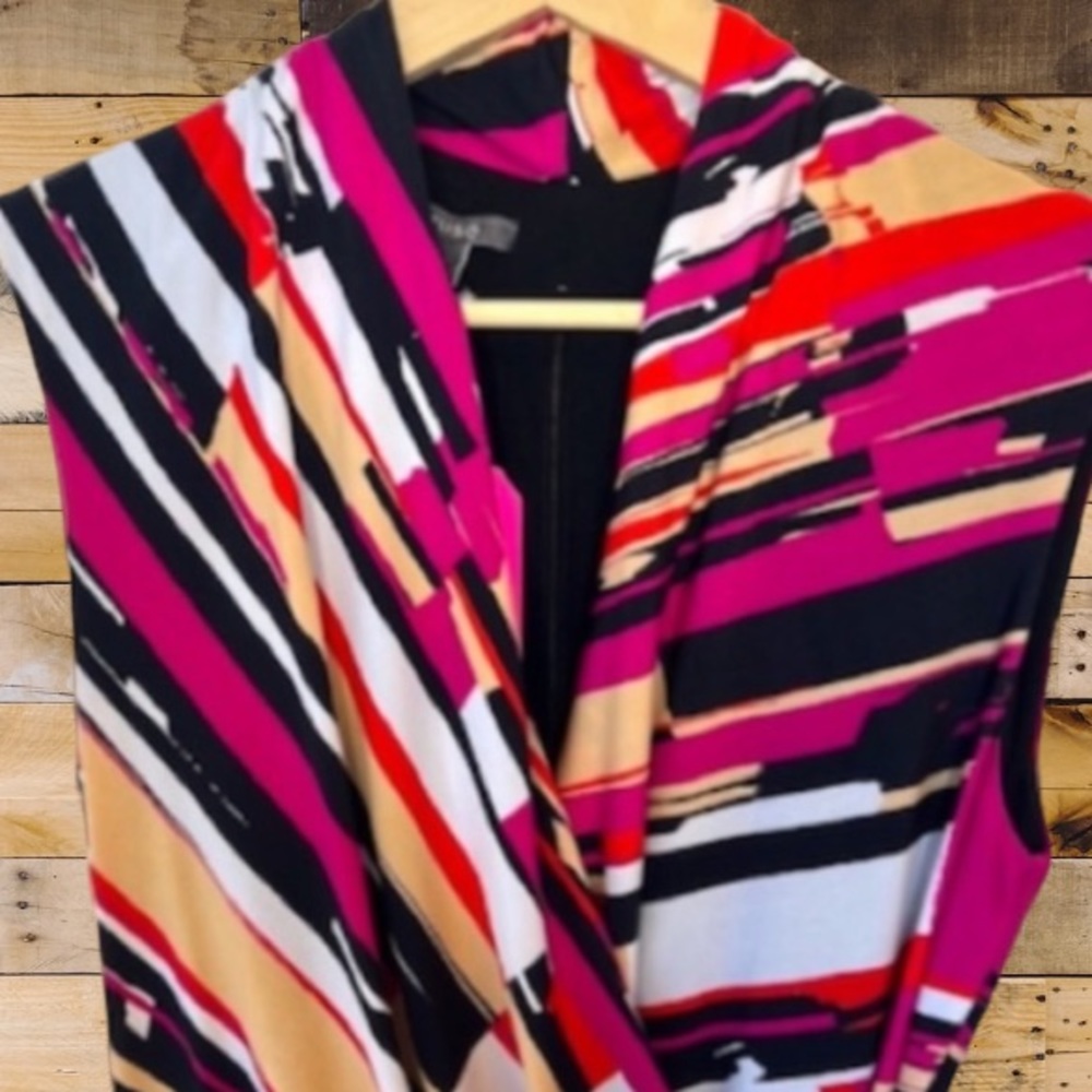 Muse Abstract Print V Neck Faux Wrap Ruched Dress - Picture 9 of 16